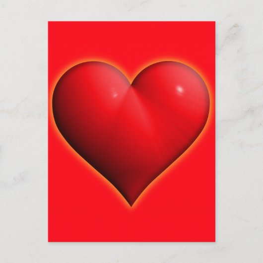 Gloeiend Rode 3-D Hart Briefkaart (Voorkant)