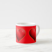 Gloeiend Rode 3-D Hart Espresso Kop (Voorkant rechts)
