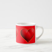 Gloeiend Rode 3-D Hart Espresso Kop (Rechts)