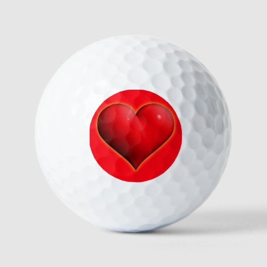 Gloeiend Rode 3-D Hart Golfballen (Voorkant)