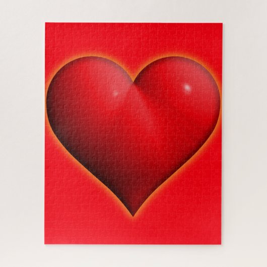 Gloeiend Rode 3-D Hart Legpuzzel (Verticaal)