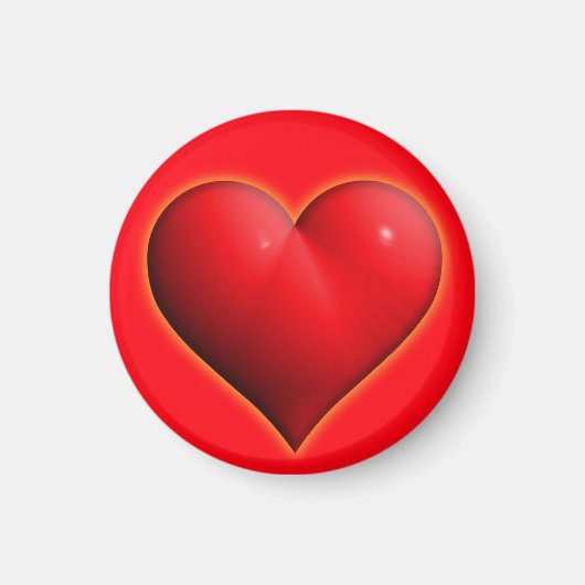 Gloeiend Rode 3-D Hart Magneet (Voorkant)
