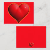 Gloeiend Rode 3-D Hart Notitiekaartje (Voorkant / Achterkant)