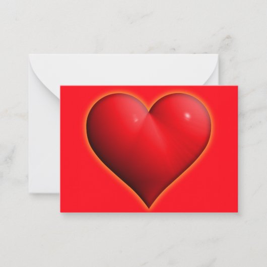 Gloeiend Rode 3-D Hart Notitiekaartje (Voorkant)