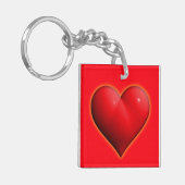 Gloeiend Rode 3-D Hart Sleutelhanger (Voorkant Links)