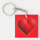 Gloeiend Rode 3-D Hart Sleutelhanger (Voorkant)