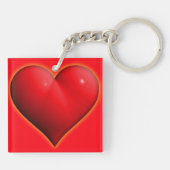 Gloeiend Rode 3-D Hart Sleutelhanger (Achterkant)