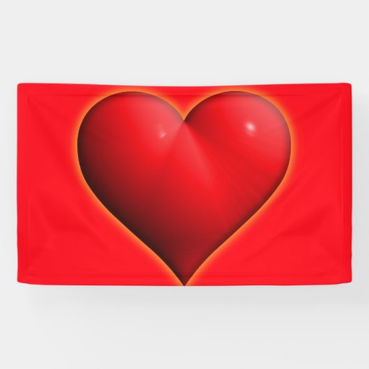 Gloeiend Rode 3-D Hart Spandoek (Horizontaal)