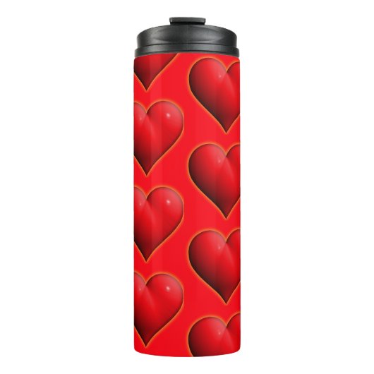 Gloeiend Rode 3-D Hart Thermosbeker (Voorkant)