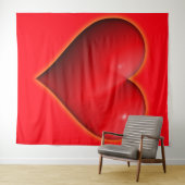 Gloeiend Rode 3-D Hart Wandkleed (In Situ (horizontaal))