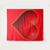 Gloeiend Rode 3-D Hart Wandkleed (Voorkant (horizontaal))
