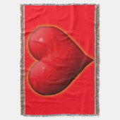 Gloeiend rood 3D-hart Deken (Voorkant Verticaal)