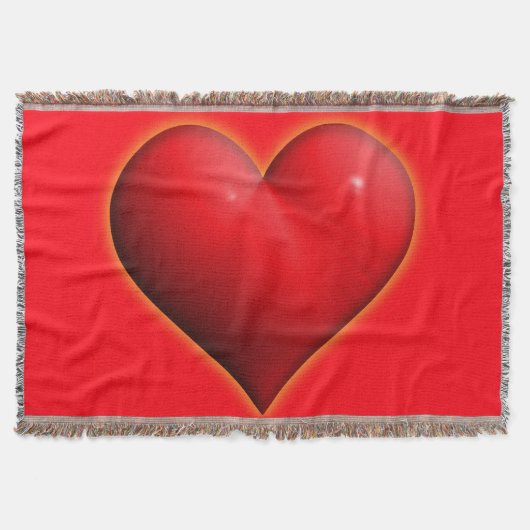 Gloeiend rood 3D-hart Deken (Voorkant)