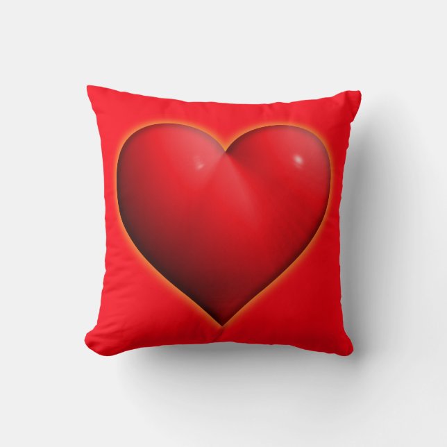Gloeiend rood 3D-hart Kussen (Voorkant)