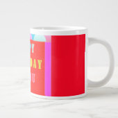 Gloeiend rood plus gemengde kleuren gelukkige verj grote koffiekop (Rechts)