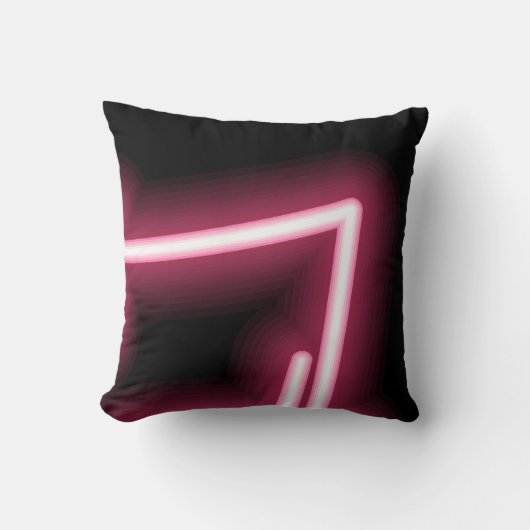 Gloeiend roze effect op zwart kussen (Voorkant)