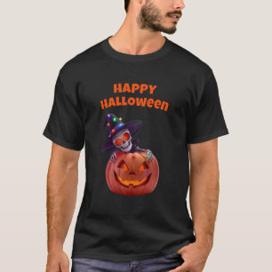 Gloeiend skelet en pompoen Halloween magie T-shirt