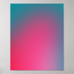 Gloeiend turquoise en roze gradiënt poster