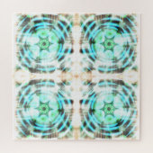 Gloeiend Turquoise Wheel op zwart Abstract patroon Legpuzzel (Horizontaal)