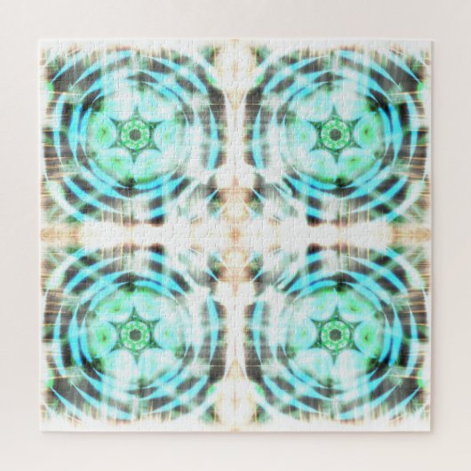 Gloeiend Turquoise Wheel op zwart Abstract patroon Legpuzzel (Verticaal)