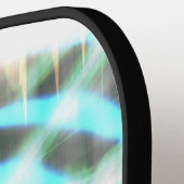 Gloeiend Turquoise Wheel op zwart Abstract Pickleball Paddle (Links Detail)