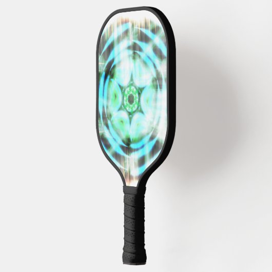 Gloeiend Turquoise Wheel op zwart Abstract Pickleball Paddle (Links)