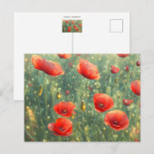 Gloeiend veld van rode klaprozen briefkaart (Voorkant / Achterkant)