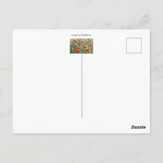 Gloeiend veld van rode klaprozen briefkaart (Achterkant)