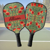 Gloeiend veld van rode klaprozen, personaliseerbaa pickleball paddle