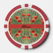 Gloeiend veld van rode klaprozen, personaliseerbaa poker chips (Voorkant)
