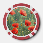 Gloeiend veld van rode klaprozen, personaliseerbaa poker chips (Achterkant)