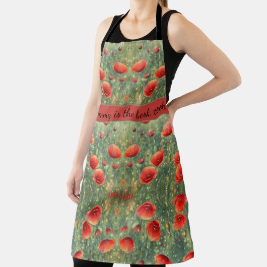 Gloeiend veld van rode klaprozen, personaliseerbaa schort (Insitu)
