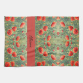 Gloeiend veld van rode klaprozen, personaliseerbaa theedoek (Horizontaal)
