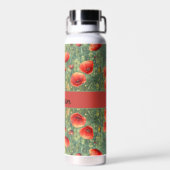 Gloeiend veld van rode klaprozen, personaliseerbaa waterfles (Achterkant)