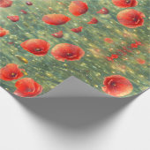Gloeiend veld van rode papavers, bloemig cadeaupapier (Hoek)