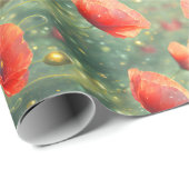 Gloeiend veld van rode papavers, bloemig cadeaupapier (Rol Hoek)