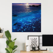 Gloeiend water Bioluminescent strand Poster (Thuiskantoor)