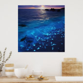 Gloeiend water Bioluminescent strand Poster (Keuken)