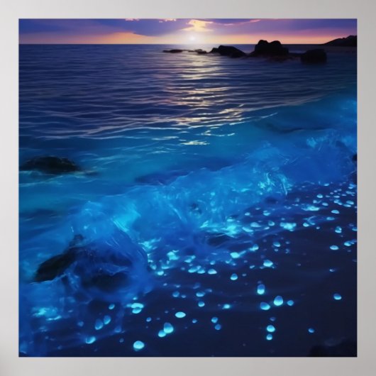 Gloeiend water Bioluminescent strand Poster (Voorkant)