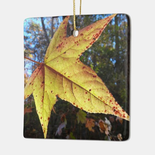 Gloeiend zure bladeren in het bos keramisch ornament (Links)