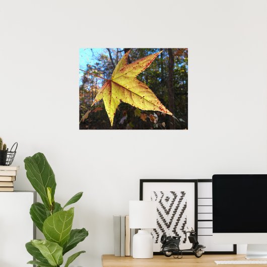 Gloeiend zure bladeren in het bos poster (Thuiskantoor)