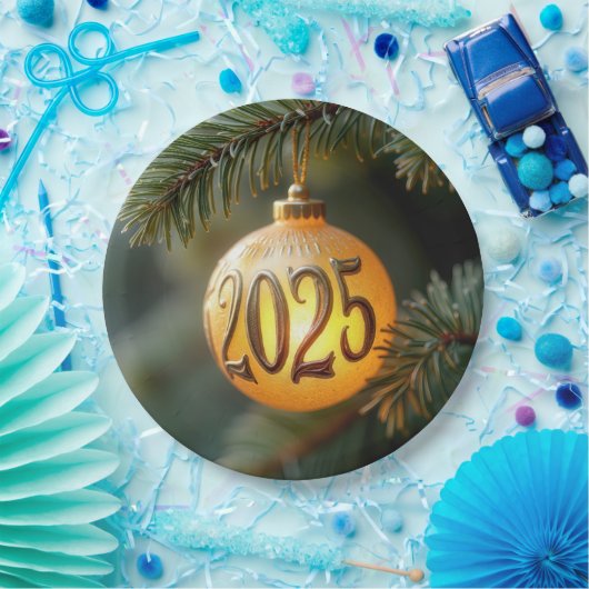 Gloeiende 2025 Kerst Ornament Papieren Bordje (Feest)