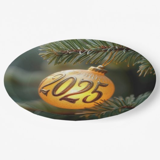 Gloeiende 2025 Kerst Ornament Papieren Bordje (Gekanteld)