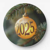 Gloeiende 2025 Kerst Ornament Papieren Bordje (Voorkant)