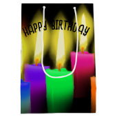 Gloeiende aardekaarsen op zwart medium cadeauzakje (Achterkant)