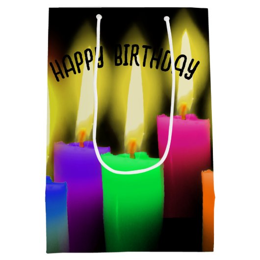 Gloeiende aardekaarsen op zwart medium cadeauzakje (Achterkant)