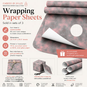 Gloeiende as in nevel inpakpapier vel