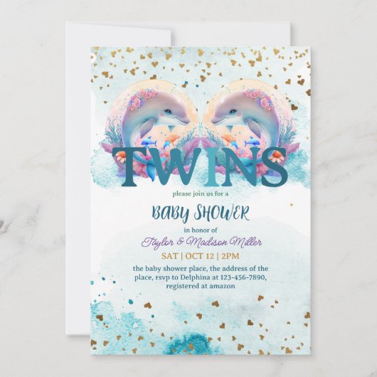 Gloeiende Baby-tweelingshoek Dolphin Cute Kaart (Voorkant)