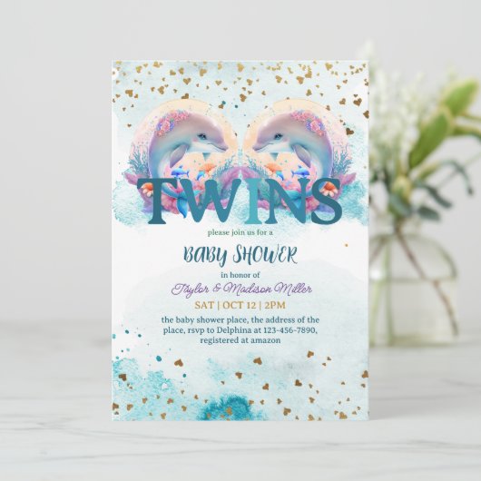 Gloeiende Baby-tweelingshoek Dolphin Cute Kaart (Staand voorkant)