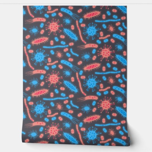 Gloeiende bacteriën micro-organisme roze blauw behang (Afrollen)